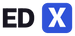 ED X logotyp version 2, ordmärke i Bricolage med blå kvadrat och vitt X